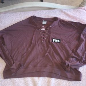 PINK Mauve Cropped Sweatshirt